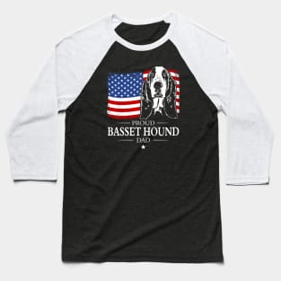 Proud Basset Hound Dad American Flag patriotic dog Baseball T-Shirt